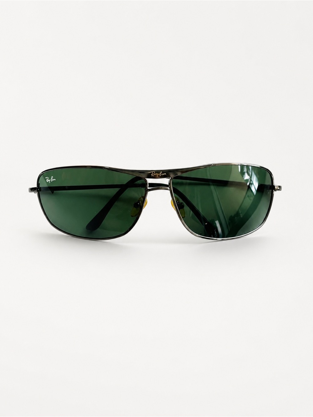 Ray-Ban Vintage Aviator Sunglasses with Dark Green Lenses and Silver Frame